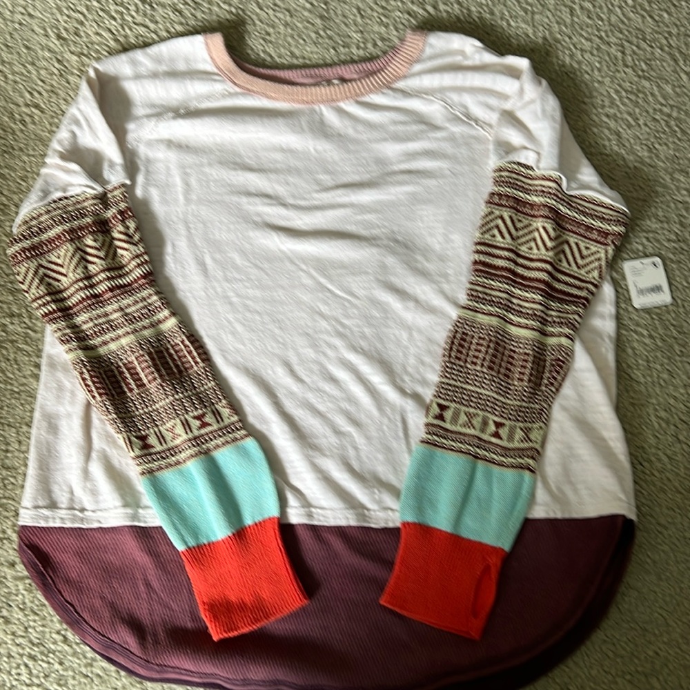 Free People Jordan Mix Knit Tee in Fun Time Combo